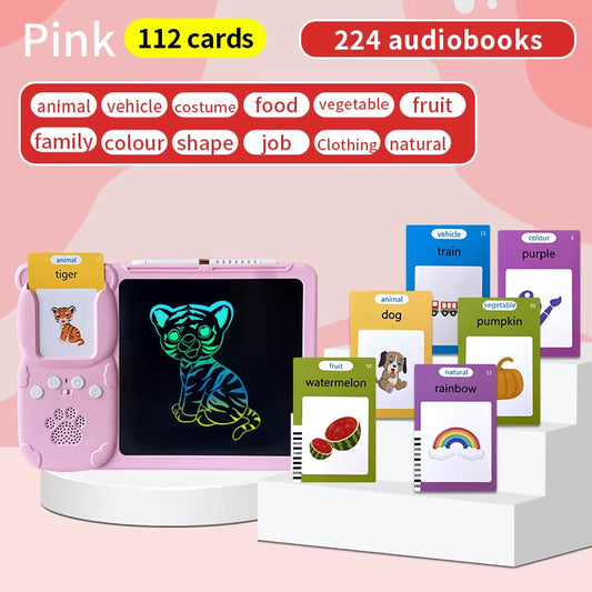 Talking Flash Cards LCD Writing Tablet Board Pad Toy Learning Education Preschool Montessori Speech Therapy Autism Toys for Kid