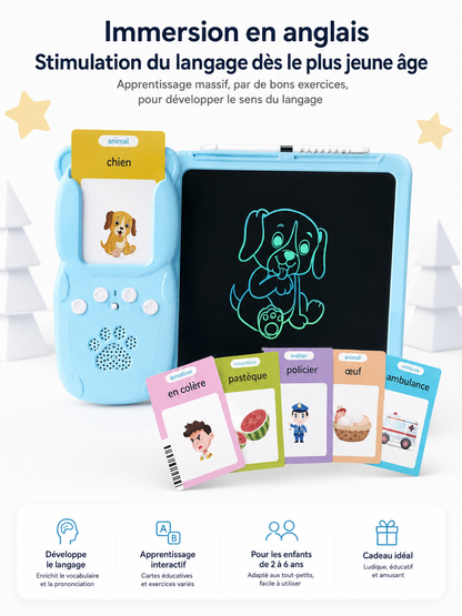 Tablette Educative Parlante avec Cartes Interactives & Ecran d’Ecriture LCD Pour Enfants