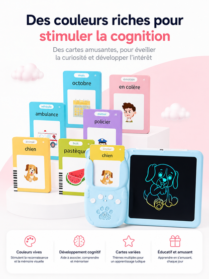 Tablette Educative Parlante avec Cartes Interactives & Ecran d’Ecriture LCD Pour Enfants
