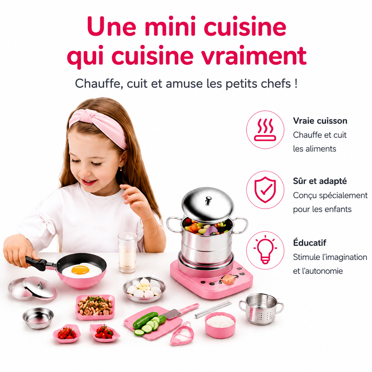 Mini Cuisine Electrique Pour Enfant - Vraie Cuisine Fonctionnelle pour Petits Chefs