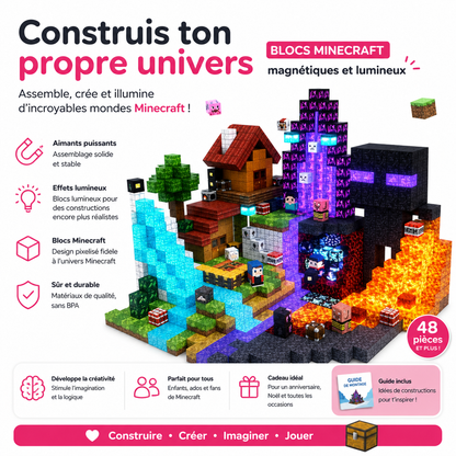 Bloc Minecraft Magnétique de Construction